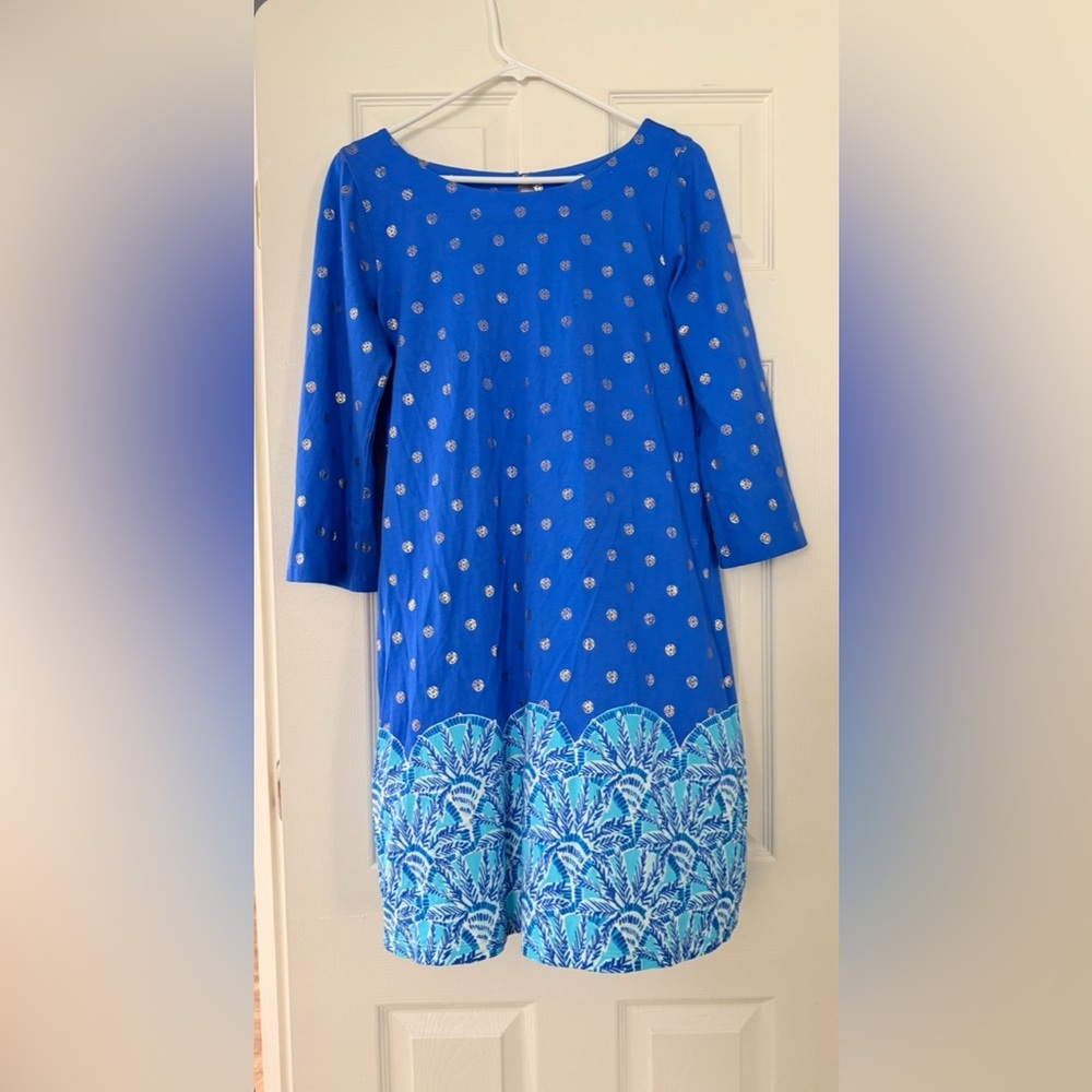 Lilly Pulitzer Blue 3/4 Sleeve 100% Pima Cotton Dress